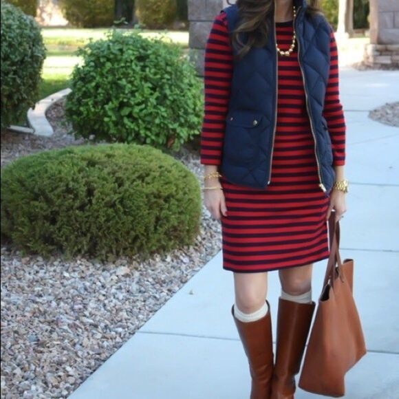 Gap Red Navy Striped Dress w Pockets - Picture 4 of 11